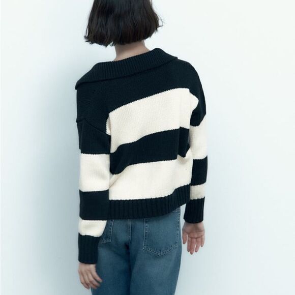 Zara Knit Polo Striped Sweater New - Picture 6 of 10